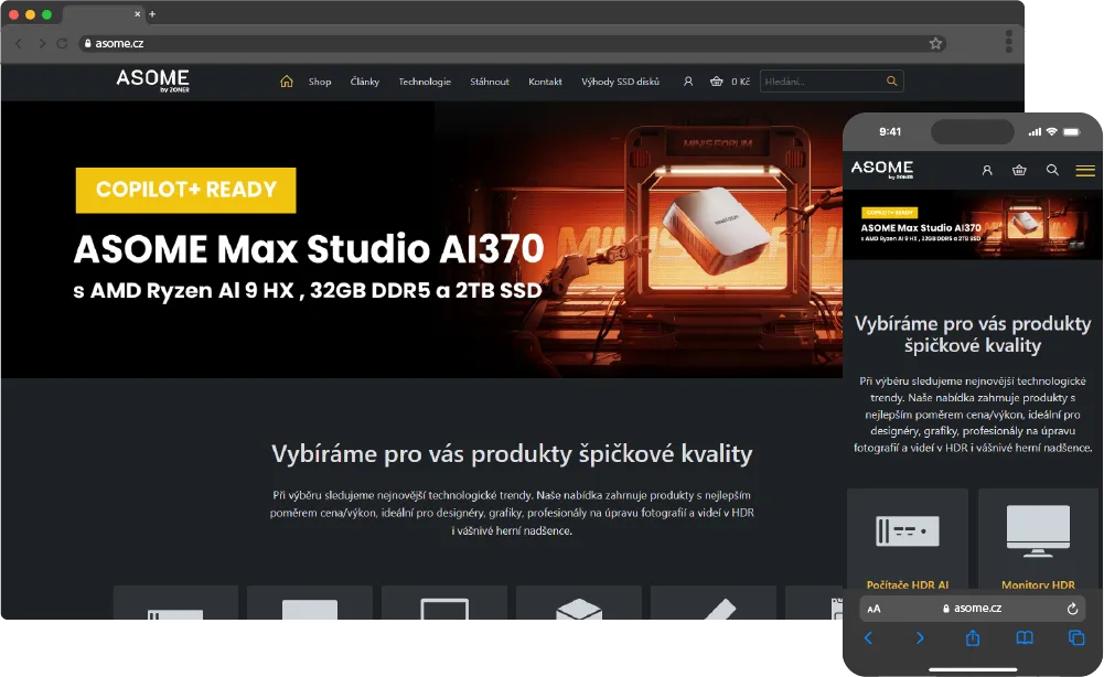 Ukážka návrhu webu asome.cz