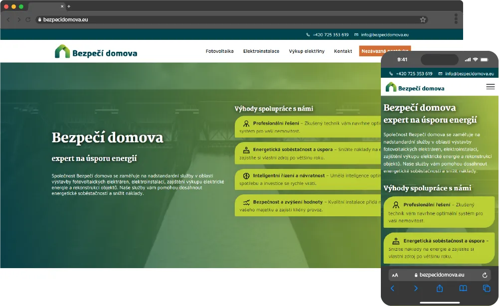 Ukážka návrhu webu bezpecidomova.eu