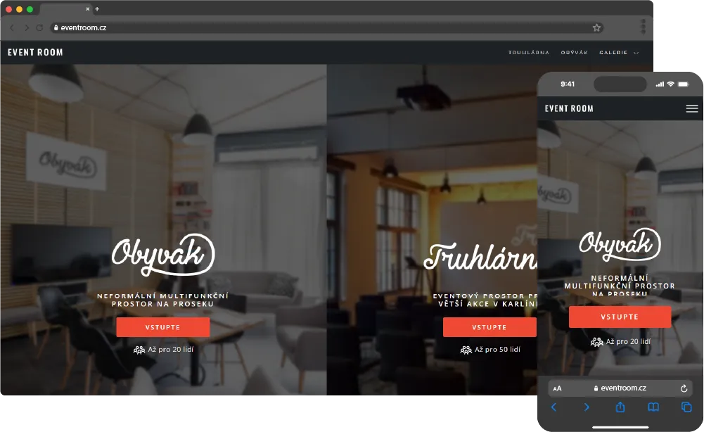 Ukážka návrhu webu eventroom.cz