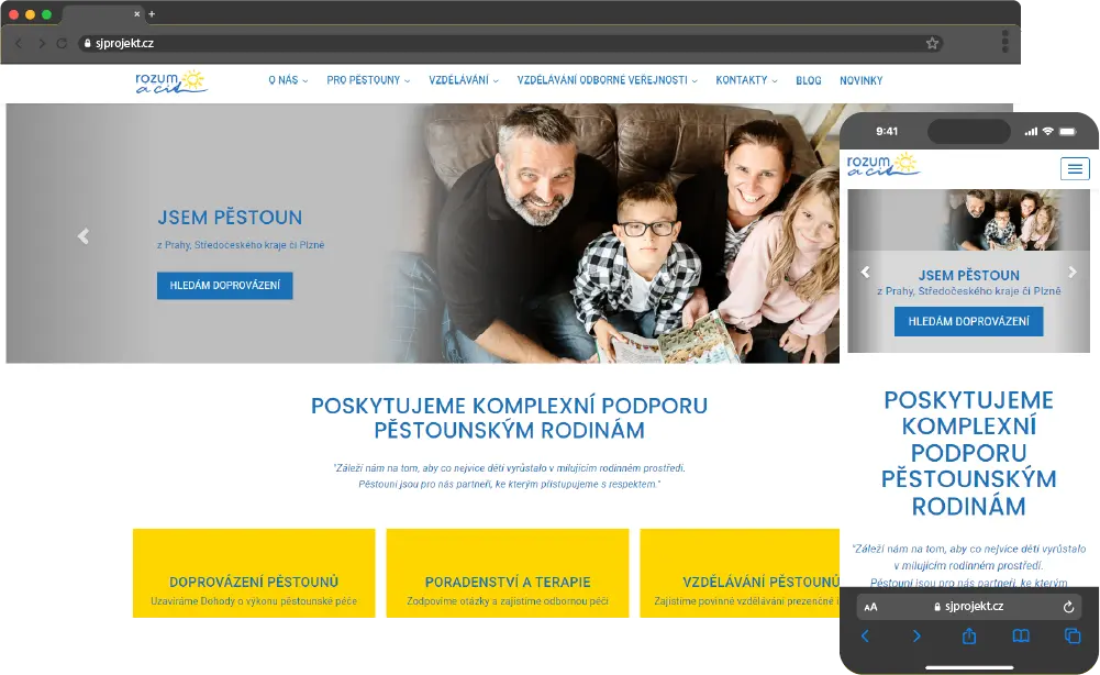 Ukážka návrhu webu pestouni-rac.cz